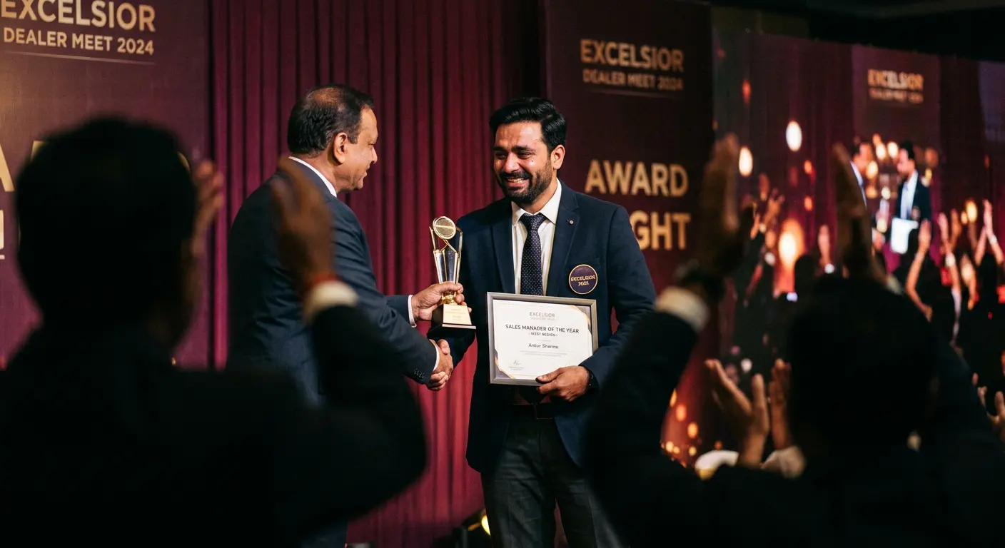 An employee receiving an award