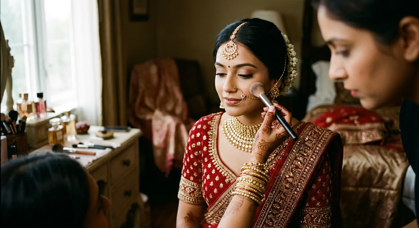 The bride getting ready